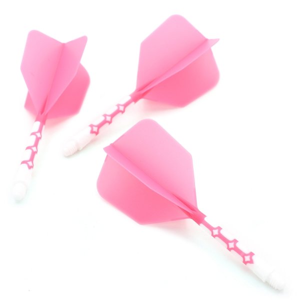 CUESOUL AK57 ROST T19 Integrated Dart Flights, Big Wing Shape, White Shaft with Pink Flight, Set of 3