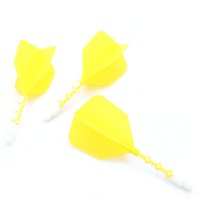CUESOUL AK57 ROST T19 Integrated Dart Flights, Big Wing Shape, White Shaft with Yellow Flight, Set of 3