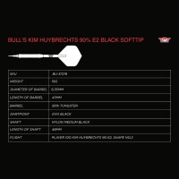 Bulls Softtip Kim Huybrechts E2 Full Black 90% 19 gram